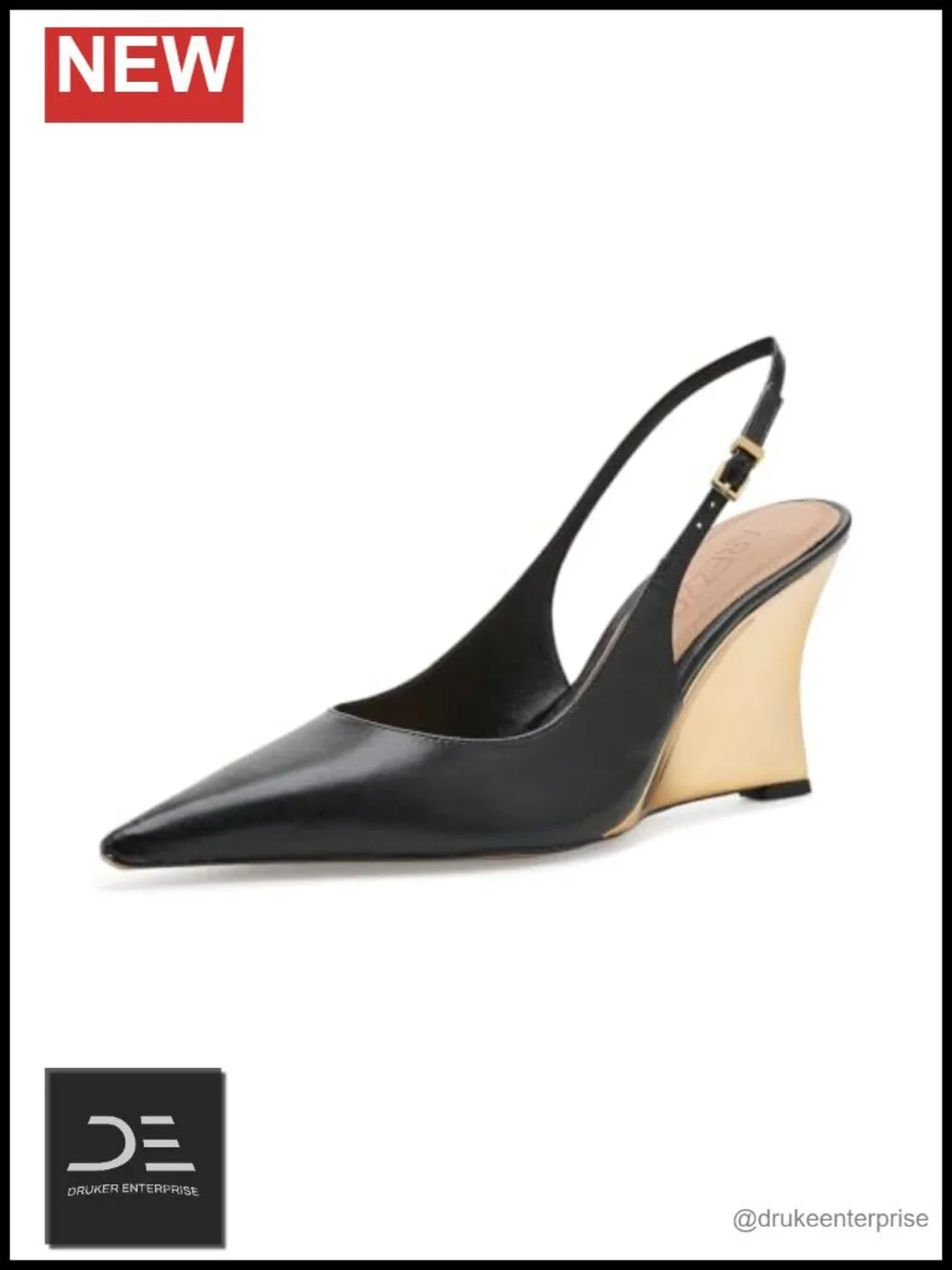Women's Leather Wedge Heel Pumps Pointed Toe Buckle Closure Fall